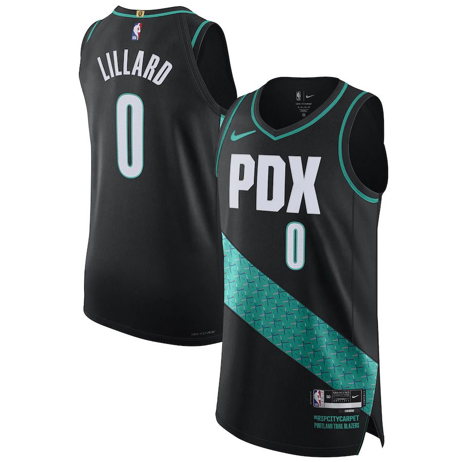 Men Portland Trail Blazers #0 Damian Lillard Nike Black City Edition 2022-23 Authentic NBA Jersey->customized nba jersey->Custom Jersey